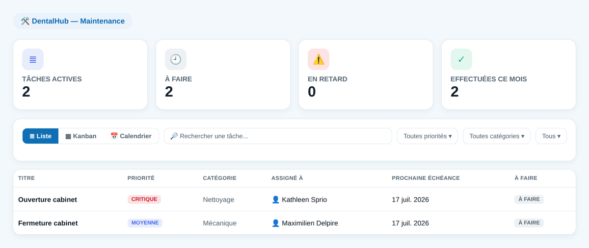 Maintenance — suivi des tâches